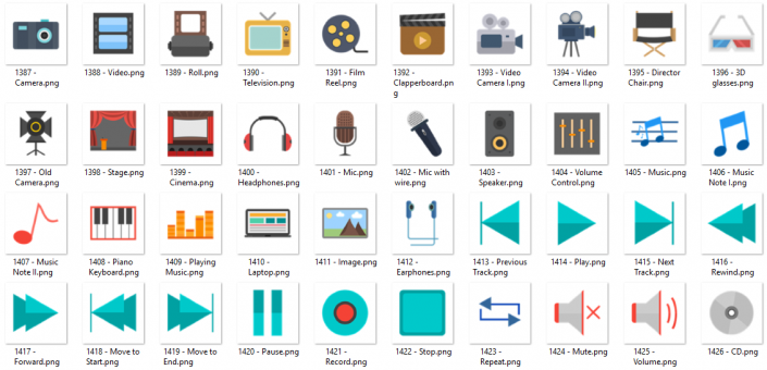 Flat Icon 52 – Multimedia